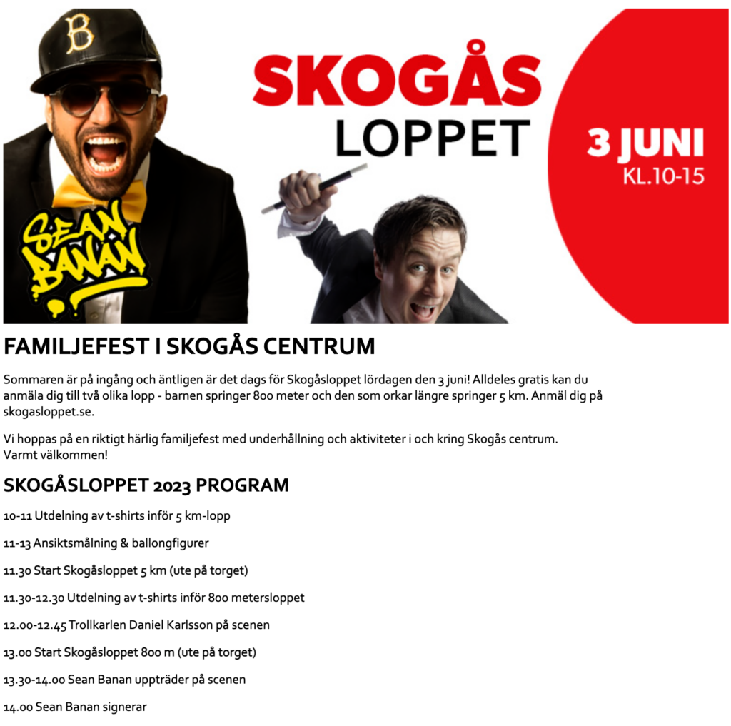 Skogåsloppet - Program